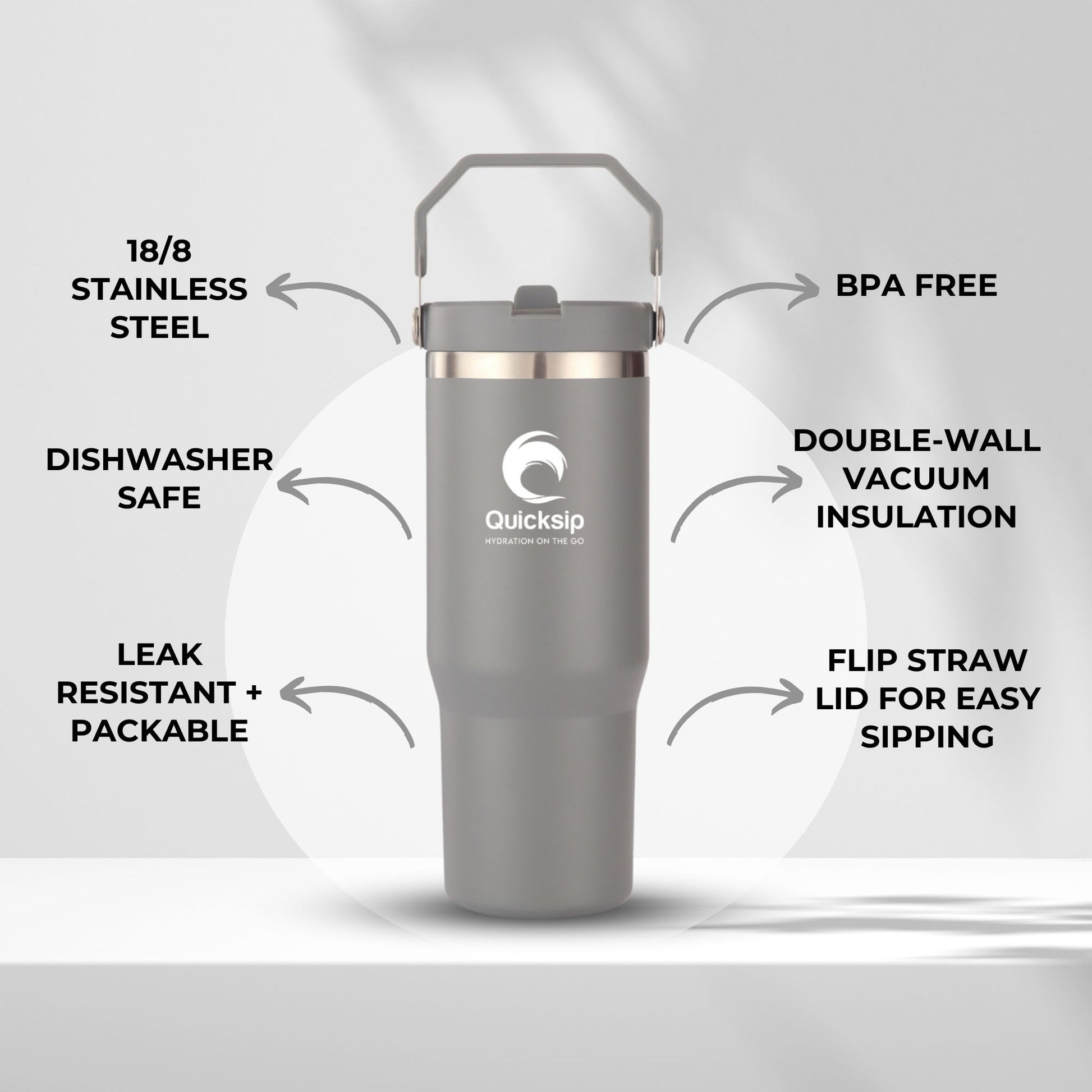 Stainless Steel Tumbler 30oz Shuttle Grey